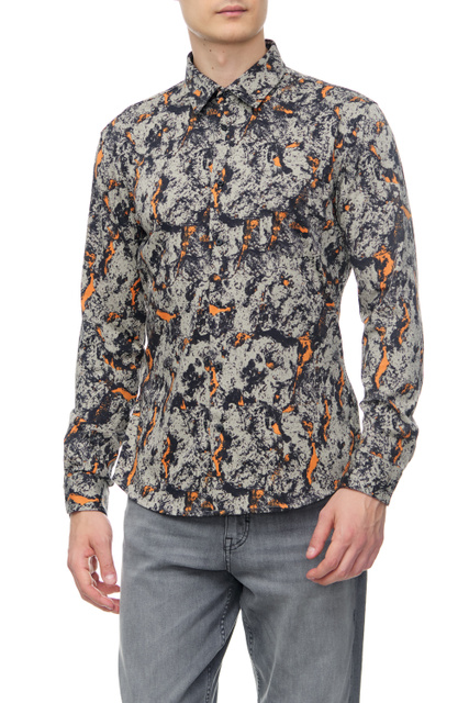 Рубашка из смесового хлопка с принтом|Основной цвет:Мультиколор|Артикул:50475943 | Фото 1