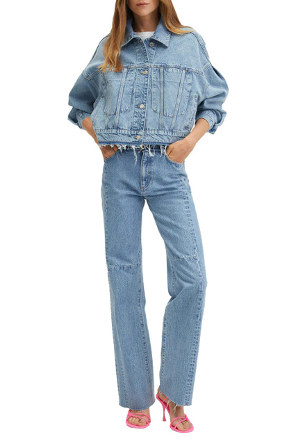 Прямые джинсы AMALIEN с завышенной талией|Основной цвет:Голубой|Артикул:27024762 | Фото 2