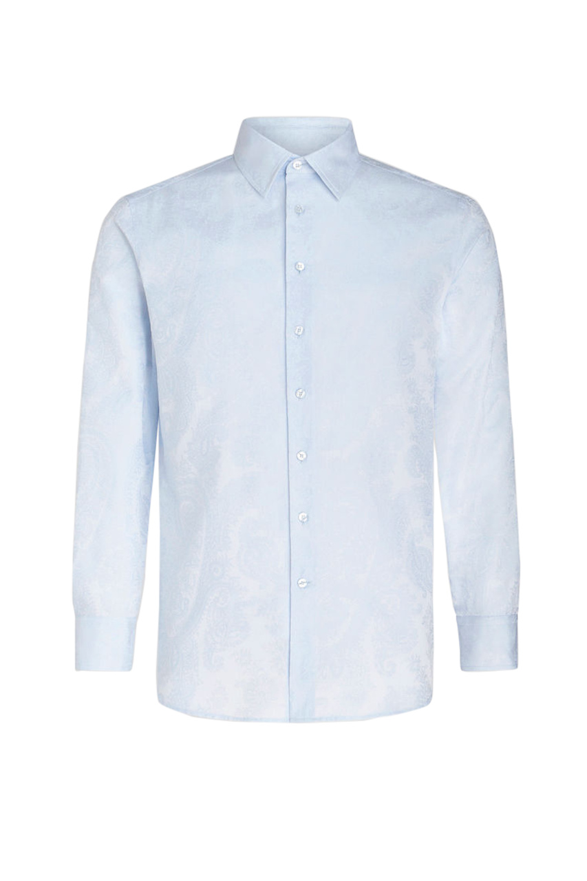 Рубашка из натурального хлопка с принтом|Основной цвет:Голубой|Артикул:1290831100250 | Фото 1