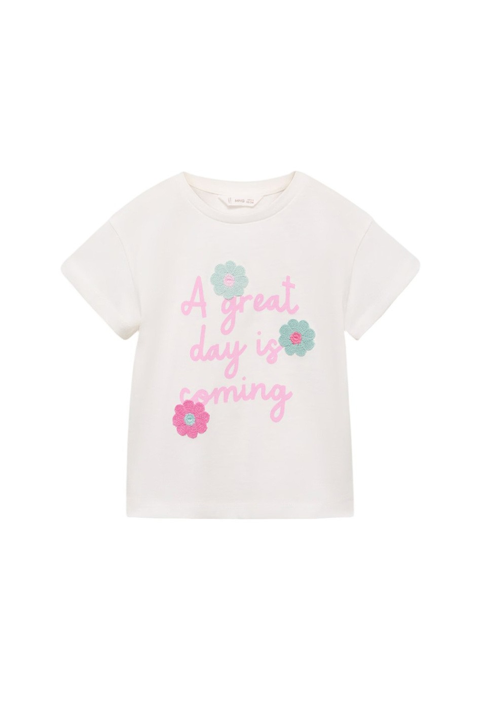 Девочкам Mango Kids Футболка GREAT из хлопка (цвет ), артикул 87017702 | Фото 1