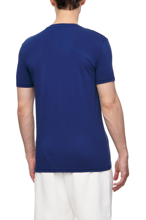 Zegna Однотонная футболка из эластичного хлопка (Синий цвет), артикул N3M201400 | Фото 4