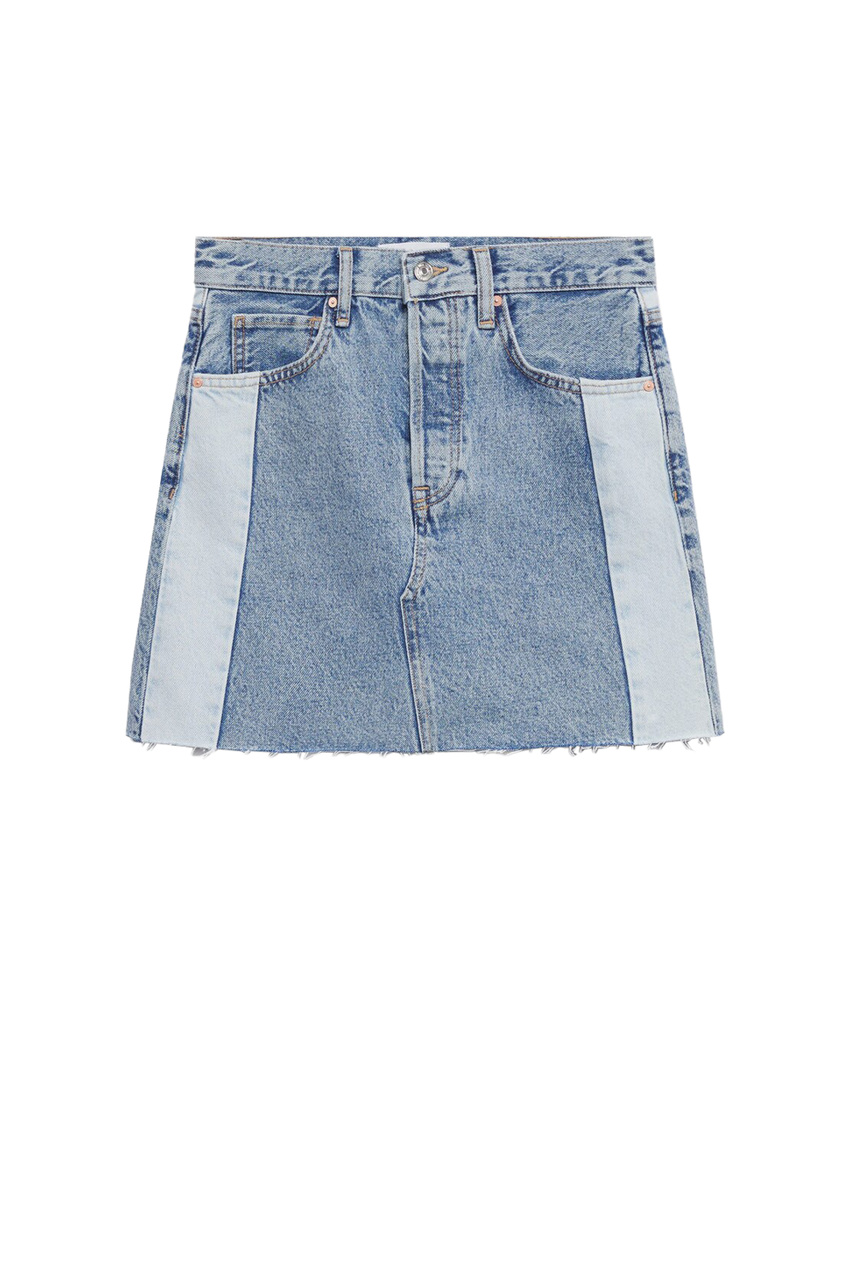 Джинсовая юбка GRACE с контрастыми вставками|Основной цвет:Голубой|Артикул:87089059 | Фото 1