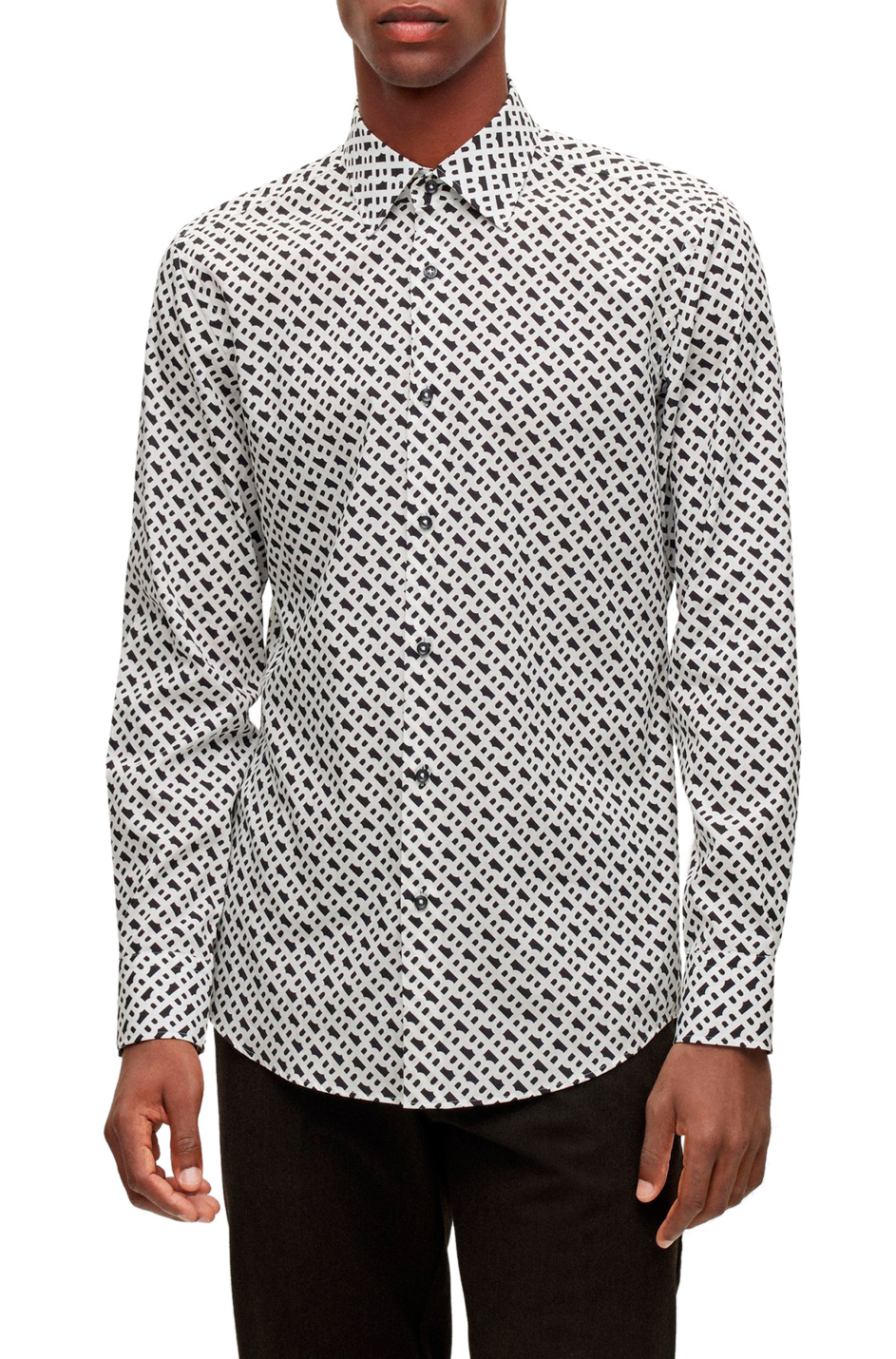 Мужской BOSS Рубашка из лиоцелла и хлопка с монограммой (цвет ), артикул 50484500 | Фото 3
