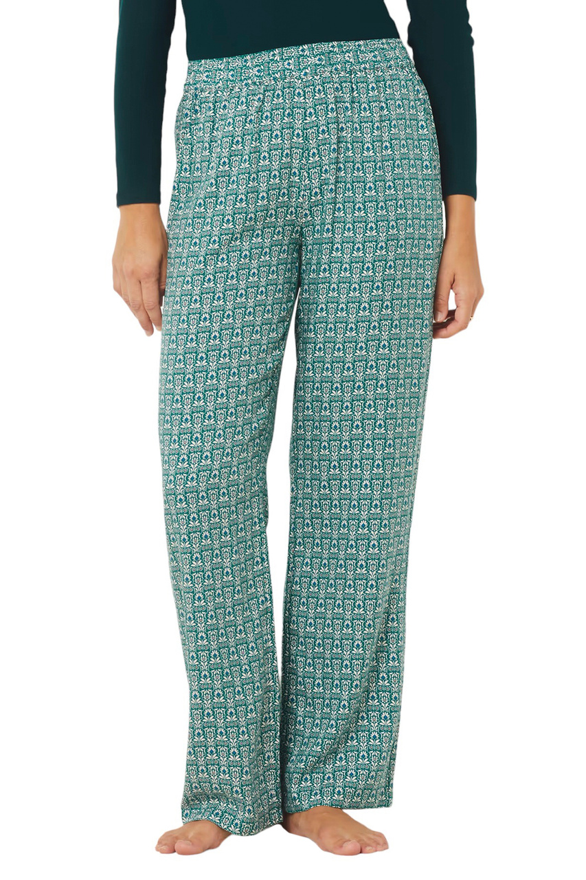 Пижамные брюки JOYCE с принтом|Основной цвет:Зеленый|Артикул:6542639 | Фото 1