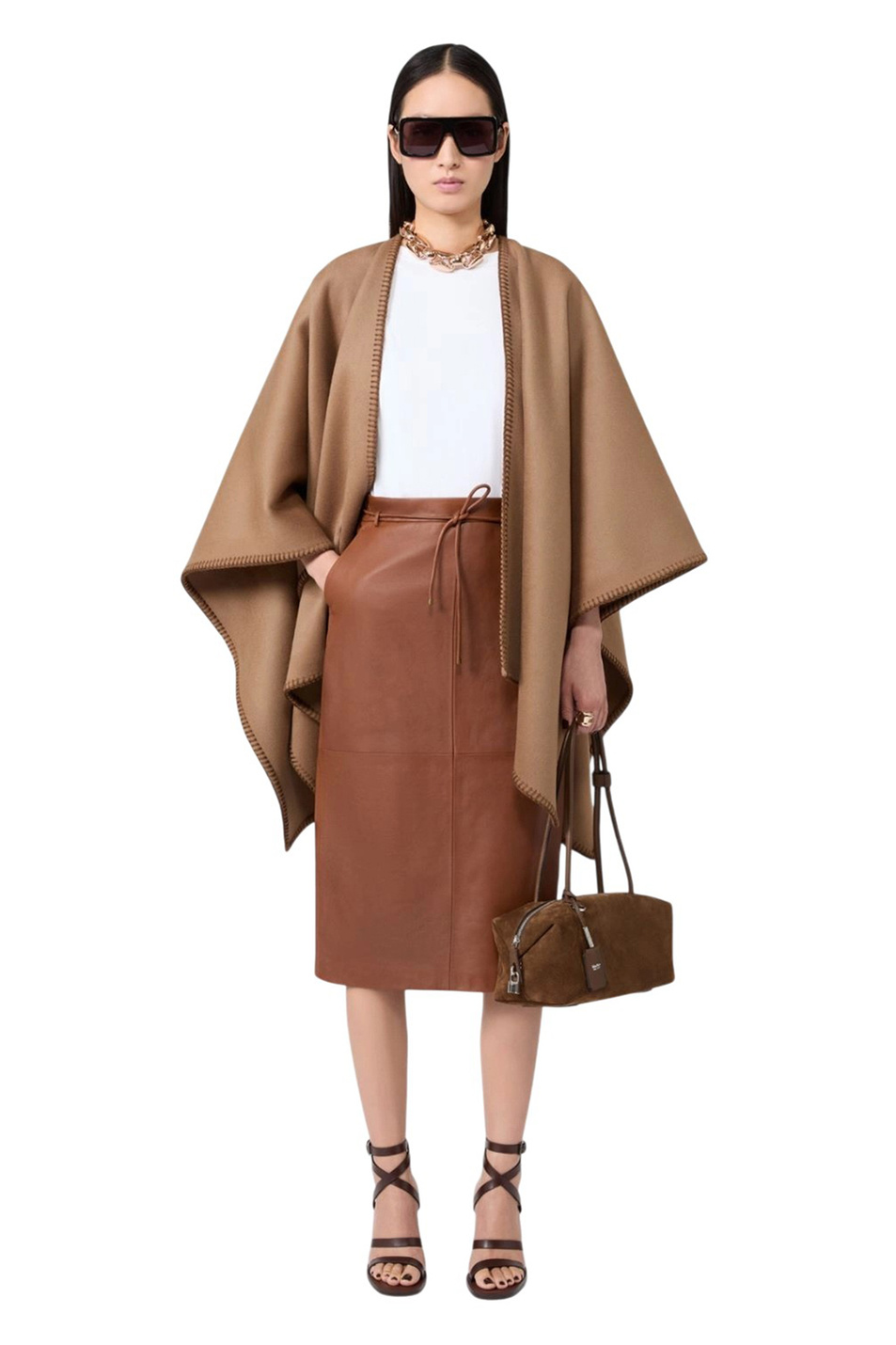 Сумка Boston из натуральной замши|Основной цвет:Коричневый Женский Max Mara Сумка Boston из натуральной замши (цвет ), артикул 2624516101 | Фото 6