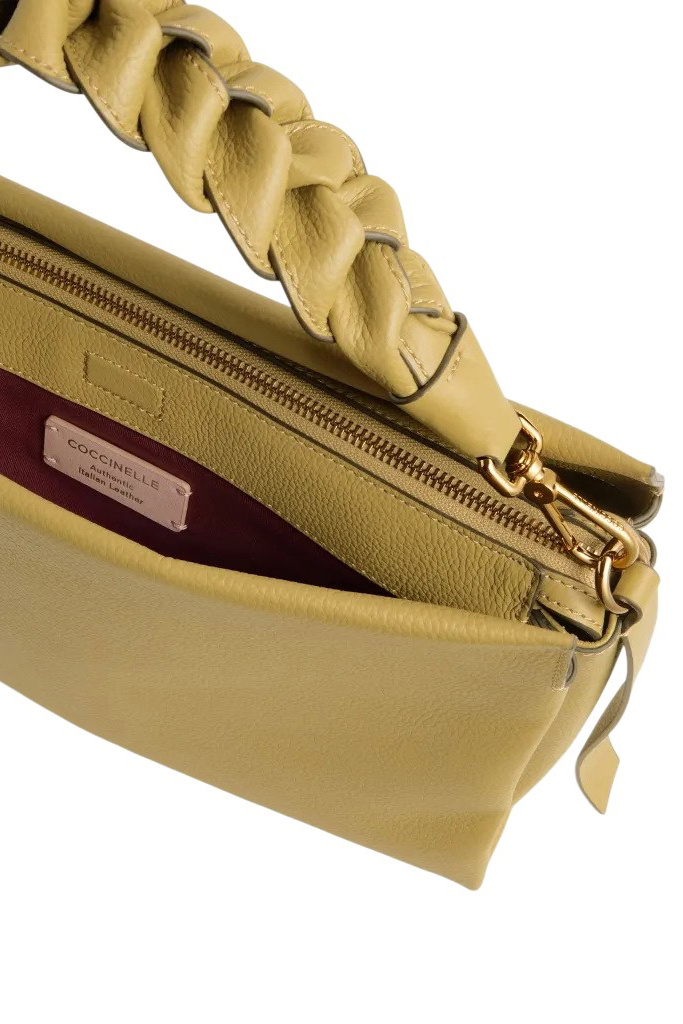 Сумка BOHEME GRANA DOUBLE из натуральной кожи с плетеной ручкой|Основной цвет:Бежевый Женский Coccinelle Сумка BOHEME GRANA DOUBLE из натуральной кожи с плетеной ручкой (цвет ), артикул E1M50190201 | Фото 3