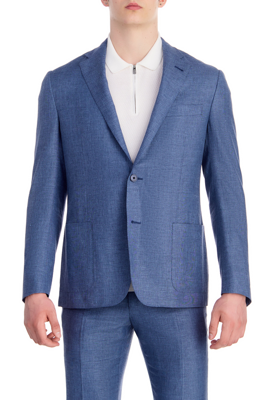 Пиджак из шерсти, льна и шелка|Основной цвет:Синий|Артикул:91XY70-3118263 | Фото 1
