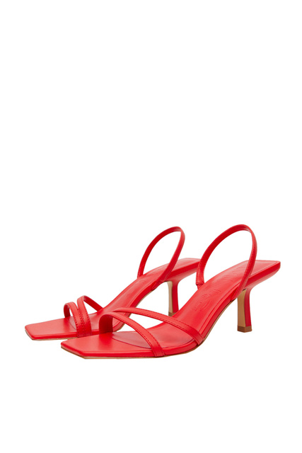 Босоножки TRIANGLE на каблуке|Основной цвет:Красный|Артикул:27016309 | Фото 2