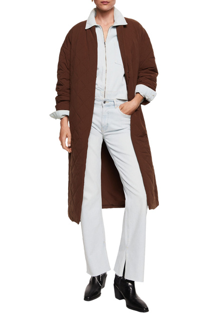 Стеганое пальто VERDURE с поясом|Основной цвет:Коричневый|Артикул:37005544 | Фото 2