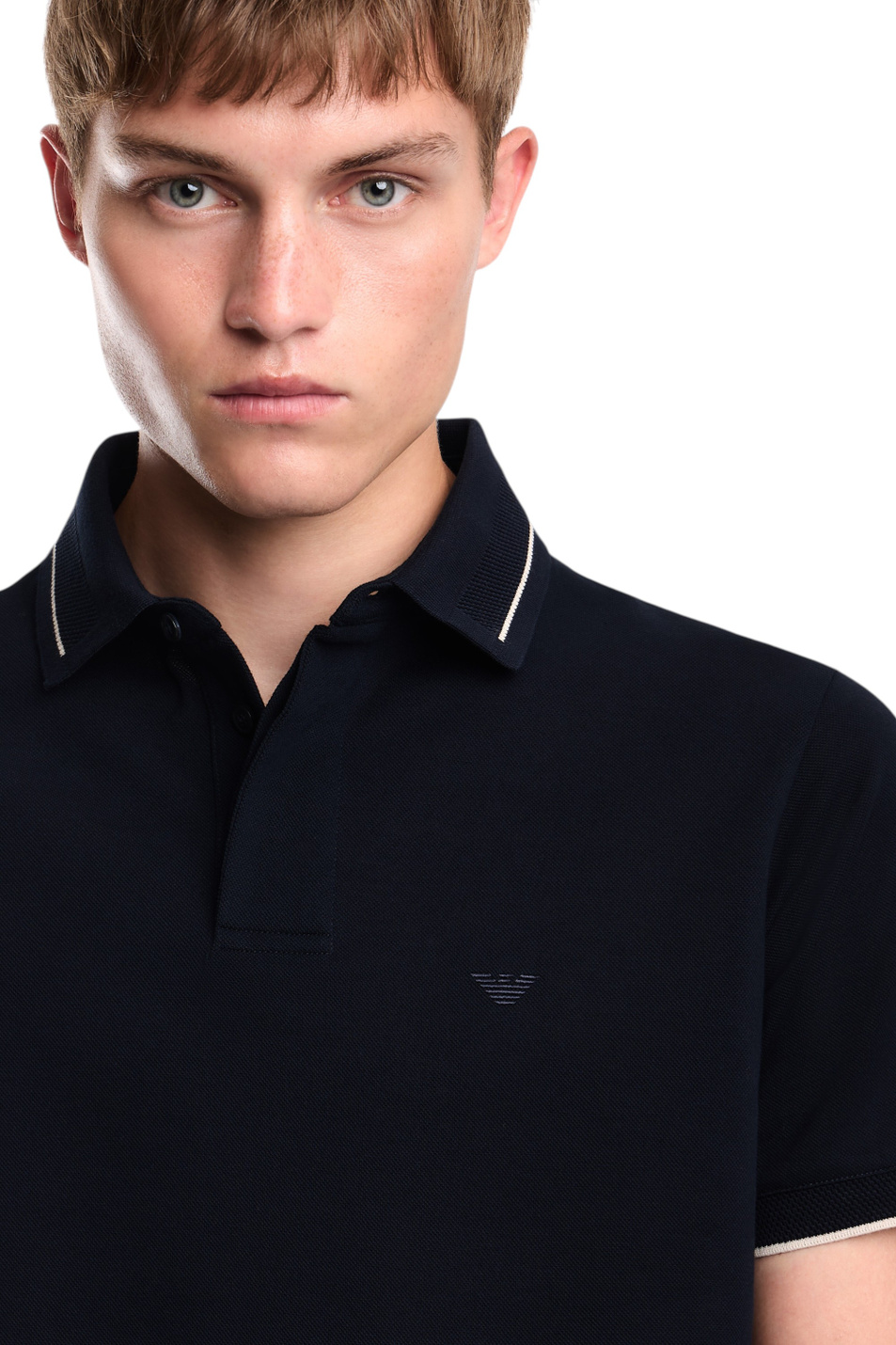Мужской Emporio Armani Поло из хлопка с контрастными деталями (цвет ), артикул EM006625-AF12955 | Фото 8
