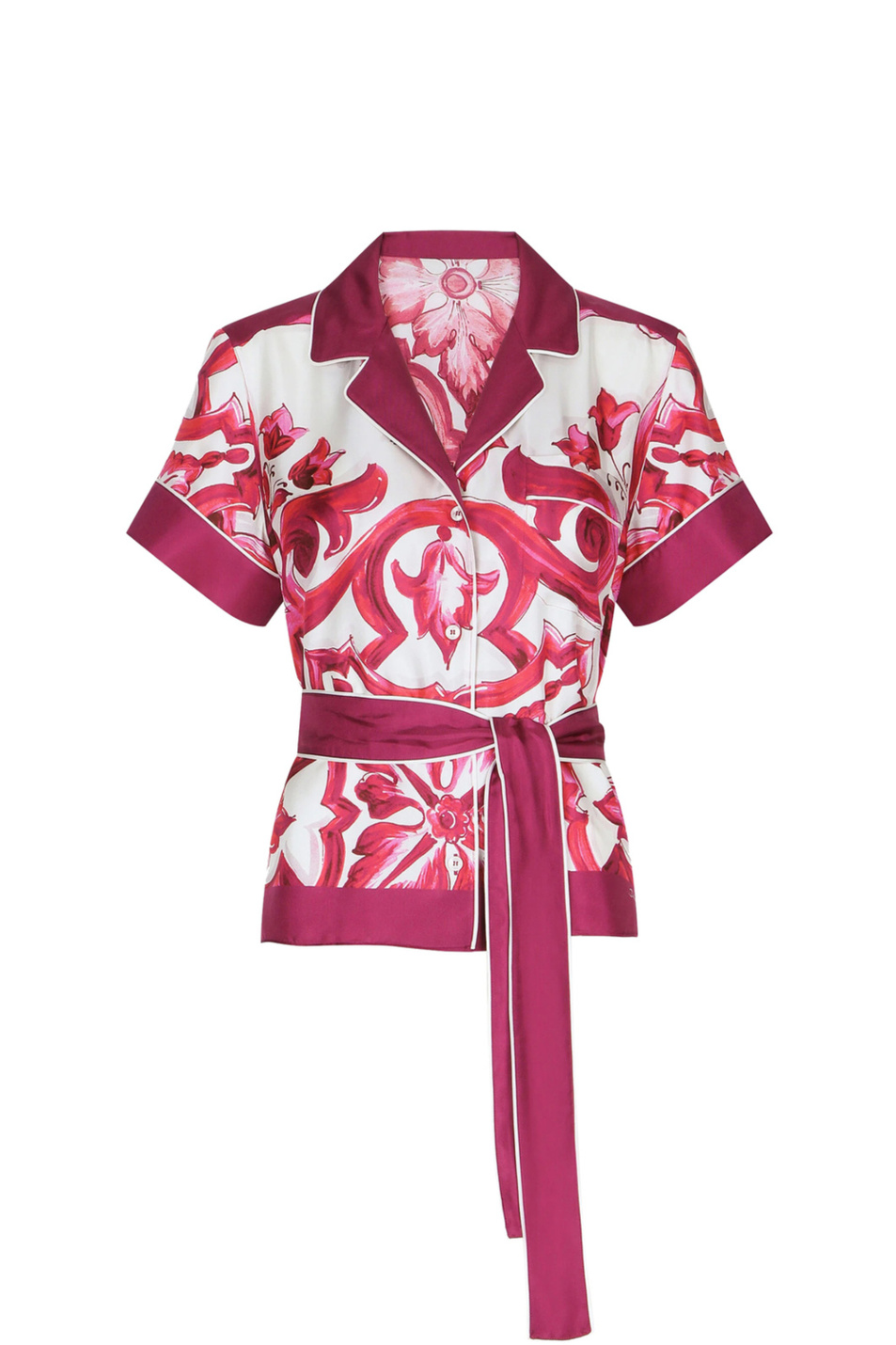 Женский Dolce & Gabbana Блузка из натурального шелка с принтом майолика (цвет ), артикул F5G67T-HI1BF | Фото 1