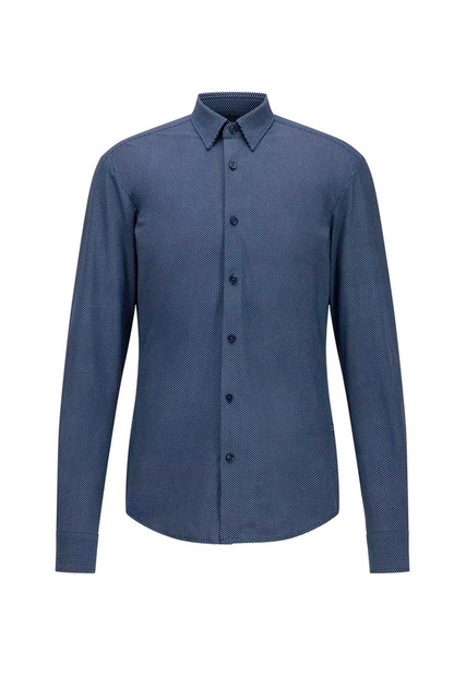 Рубашка с длинным рукавом и принтом|Основной цвет:Синий|Артикул:50473650 | Фото 1