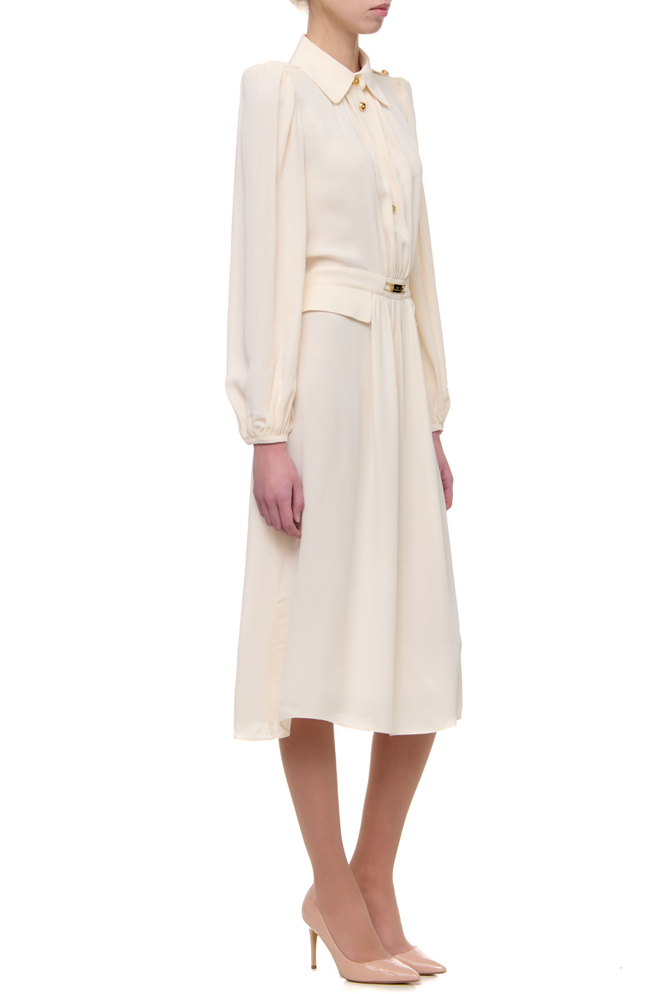 Elisabetta Franchi Платье-рубашка с широкими рукавами и логотипом на поясе (цвет ), артикул AB05021E2 | Фото 4