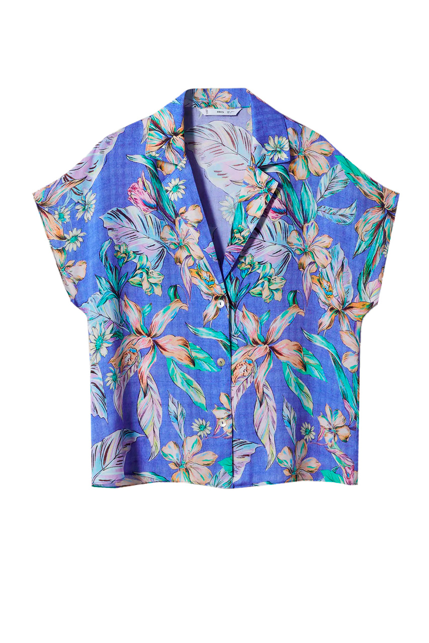 Блузка ANNIE с короткими рукавами и принтом|Основной цвет:Синий|Артикул:47039040 | Фото 1