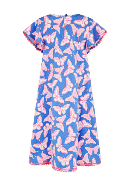 Платье с принтом в бабочки|Основной цвет:Синий|Артикул:113313 | Фото 2