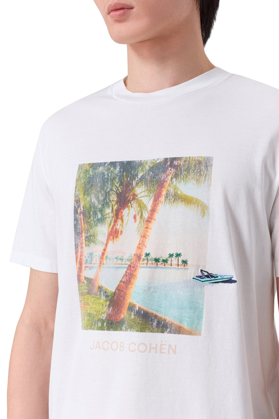 Мужской Jacob Cohen Футболка из натурального хлопка (цвет ), артикул 4R002002M4530 | Фото 6