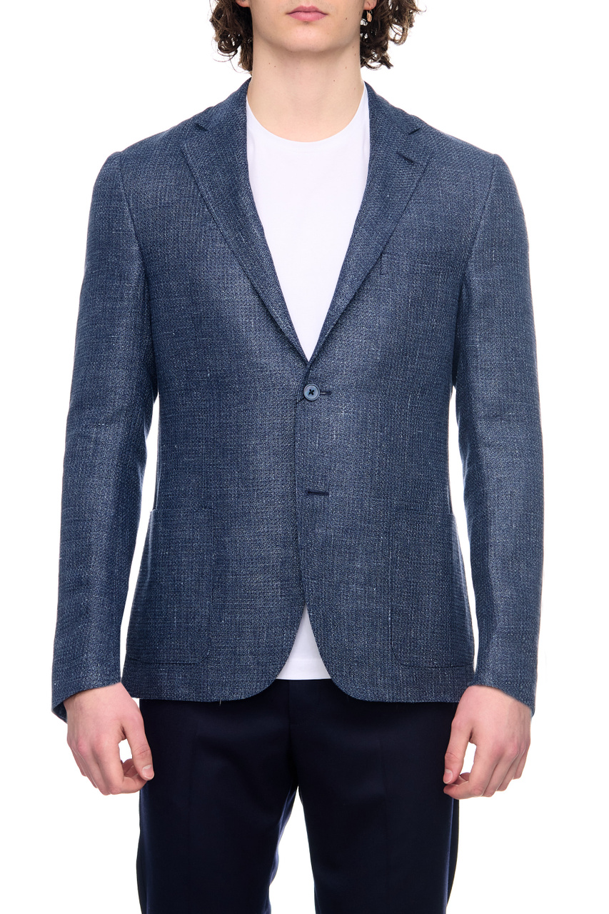 Пиджак приталенного кроя|Основной цвет:Синий|Артикул:91XY76-3116225 | Фото 1