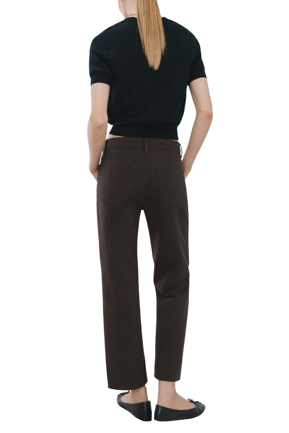 Женский Mango Джинсы укороченные однотонные (цвет ), артикул 27004108 | Фото 4