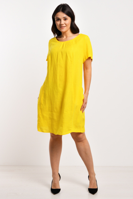Платье из натурального льна|Основной цвет:Желтый|Артикул:285008-66633 | Фото 1