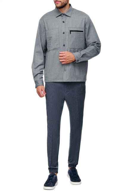 Рубашка свободного кроя с нагрудным карманом|Основной цвет:Серый|Артикул:UAV01-SOTM2-200 | Фото 2