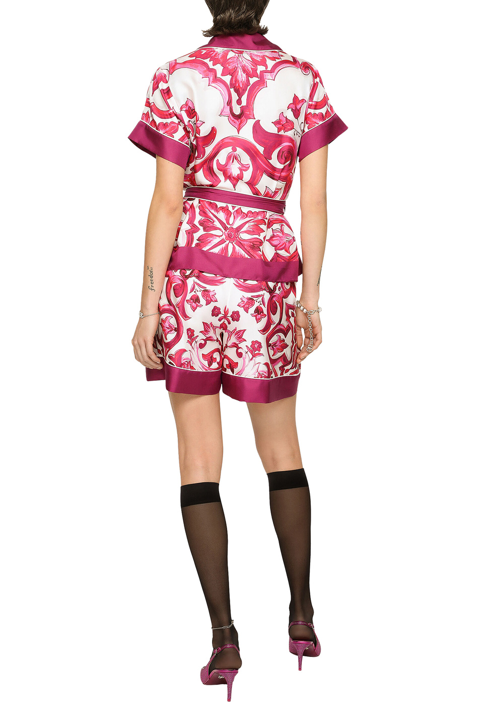 Женский Dolce & Gabbana Блузка из натурального шелка с принтом майолика (цвет ), артикул F5G67T-HI1BF | Фото 4