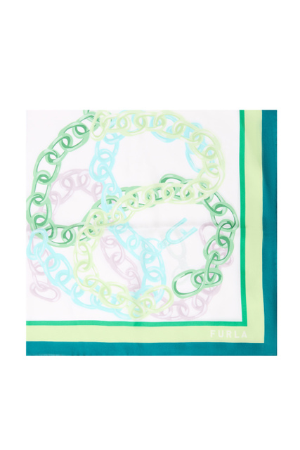 Платок из чистого шелка с принтом|Основной цвет:Зеленый|Артикул:WT00021-U74000 | Фото 1