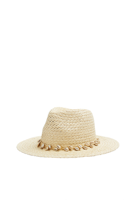 Шляпа с декором в виде ракушек|Основной цвет:Кремовый|Артикул:194896 | Фото 1