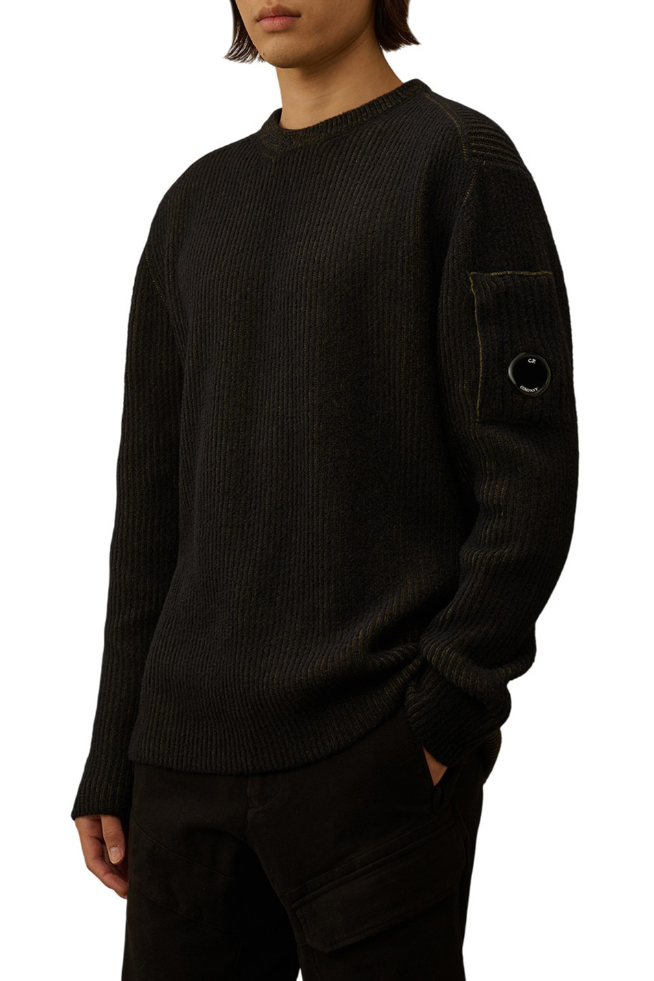 Свитер из смесовой шерсти|Основной цвет:Зеленый Мужской C.P. Company Свитер из смесовой шерсти (цвет ), артикул 19CMKN307A006170A | Фото 3