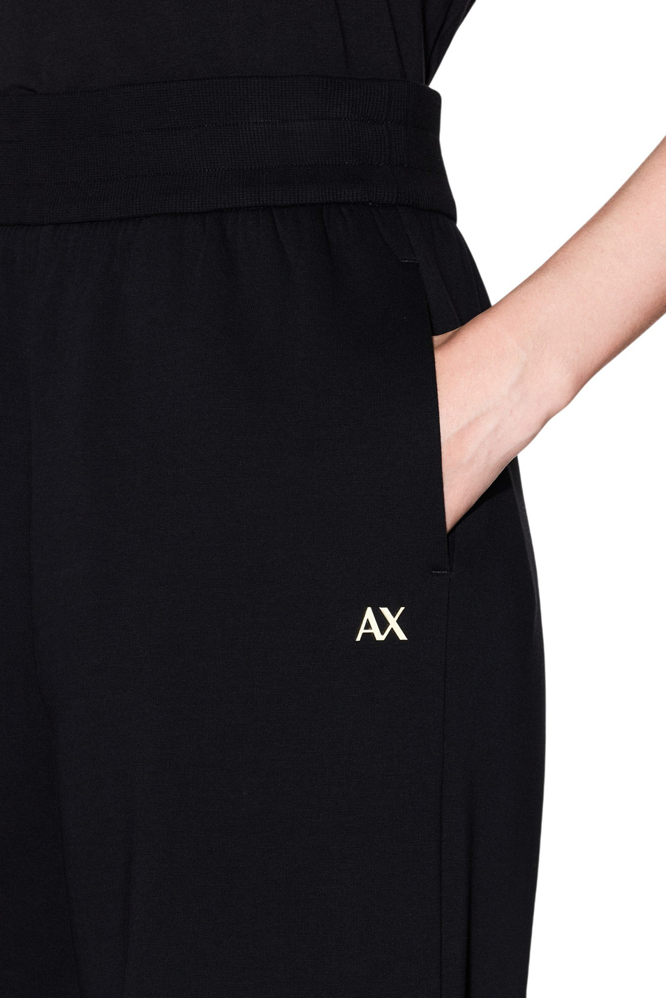 Брюки из смесового хлопка с логотипом|Основной цвет:Черный Женский Armani Exchange Брюки из смесового хлопка с логотипом (цвет ), артикул XW001830-AF10818 | Фото 5
