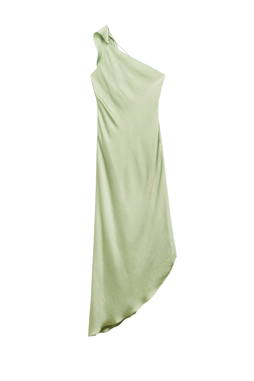 Платье FIORE с асимметричным вырезом|Основной цвет:Зеленый|Артикул:67027139 | Фото 1