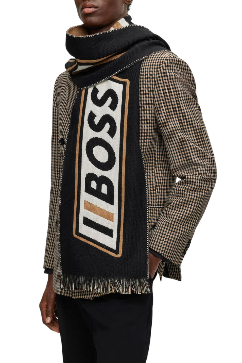 Мужской BOSS Шарф из смесовой шерсти с логотипом (цвет ), артикул 50497525 | Фото 2