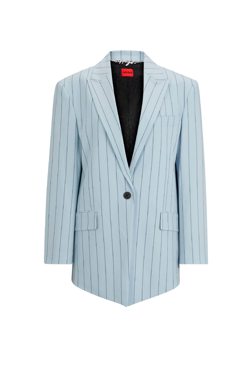 Пиджак в полоску|Основной цвет:Голубой|Артикул:50510441 | Фото 1