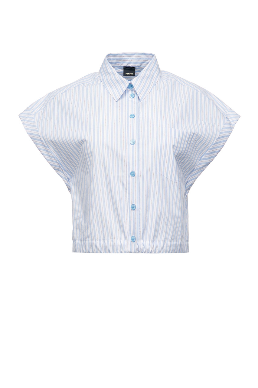Укороченная рубашка из поплина|Основной цвет:Голубой|Артикул:1G17KBY7XN | Фото 1