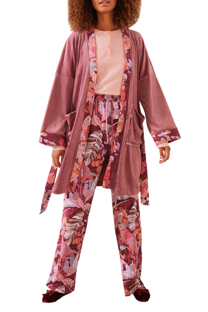 Короткий халат с поясом|Основной цвет:Розовый|Артикул:3144613 | Фото 2