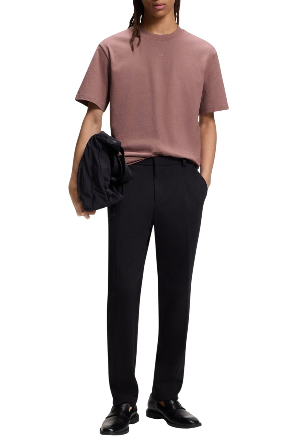 Футболка из натурального хлопка с логотипом|Основной цвет:Бордовый Мужской HUGO Футболка из натурального хлопка с логотипом (цвет ), артикул 50488330 | Фото 2