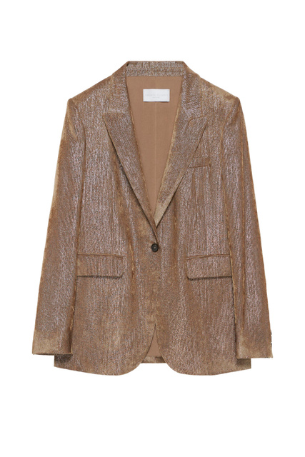 Пиджак из бархата с люрексом|Основной цвет:Коричневый|Артикул:GCD222W233 | Фото 1