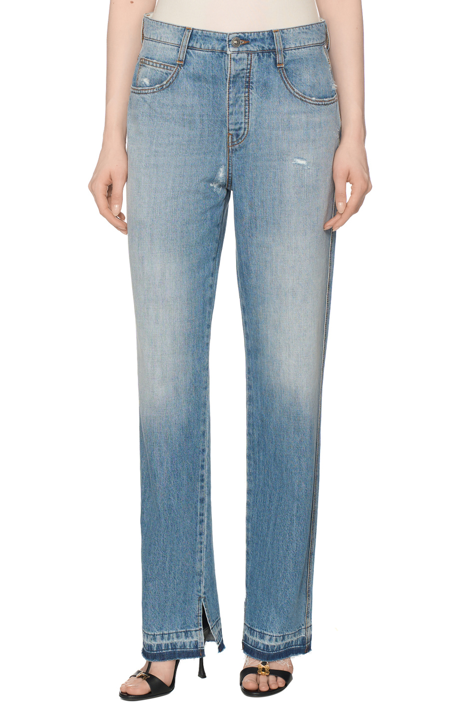 Женский ERMANNO SCERVINO Джинсы с эффектом потертости (цвет ), артикул D487P306GKW | Фото 4