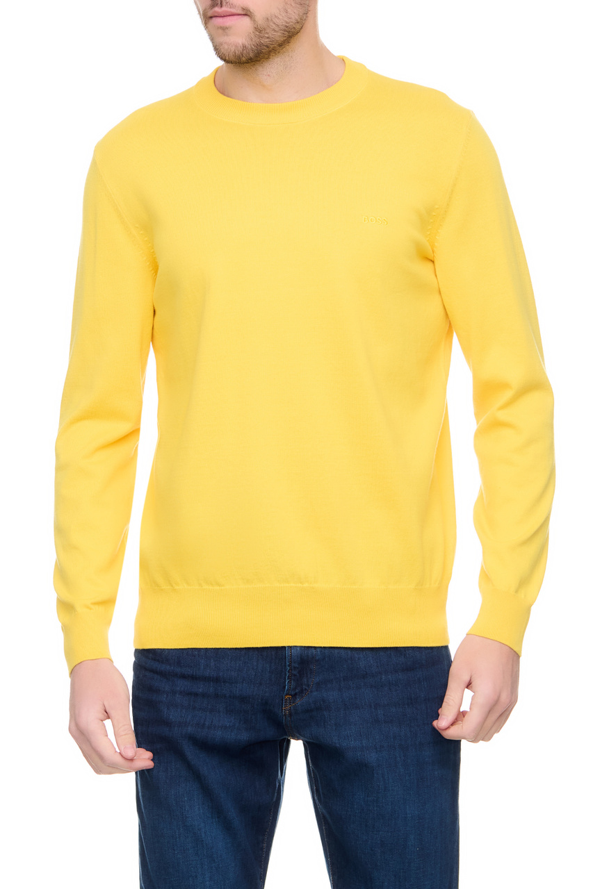 Джемпер с логотипом на груди|Основной цвет:Желтый|Артикул:50466684 | Фото 1