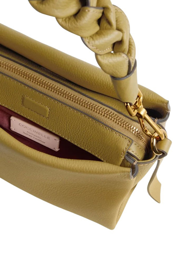 Сумка BOHEME GRANA DOUBLE из натуральной кожи с плетеной ручкой|Основной цвет:Бежевый Женский Coccinelle Сумка BOHEME GRANA DOUBLE из натуральной кожи с плетеной ручкой (цвет ), артикул E1M50580101 | Фото 3