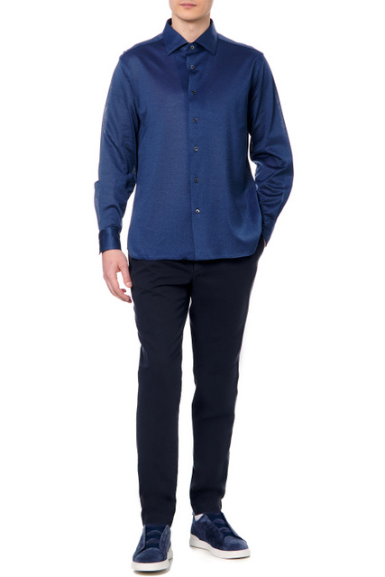 Рубашка из натурального хлопка|Основной цвет:Синий|Артикул:89P116-2111213 | Фото 2