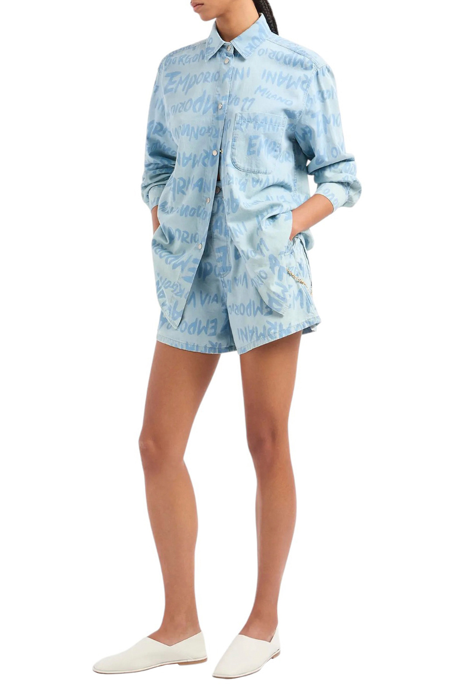 Женский Emporio Armani Рубашка джинсовая с логотипированным принтом (цвет ), артикул 3D2C69-2DV2Z | Фото 2