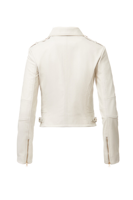 Кожаная куртка с карманами на молнии|Основной цвет:Кремовый|Артикул:CA2058P0336 | Фото 2