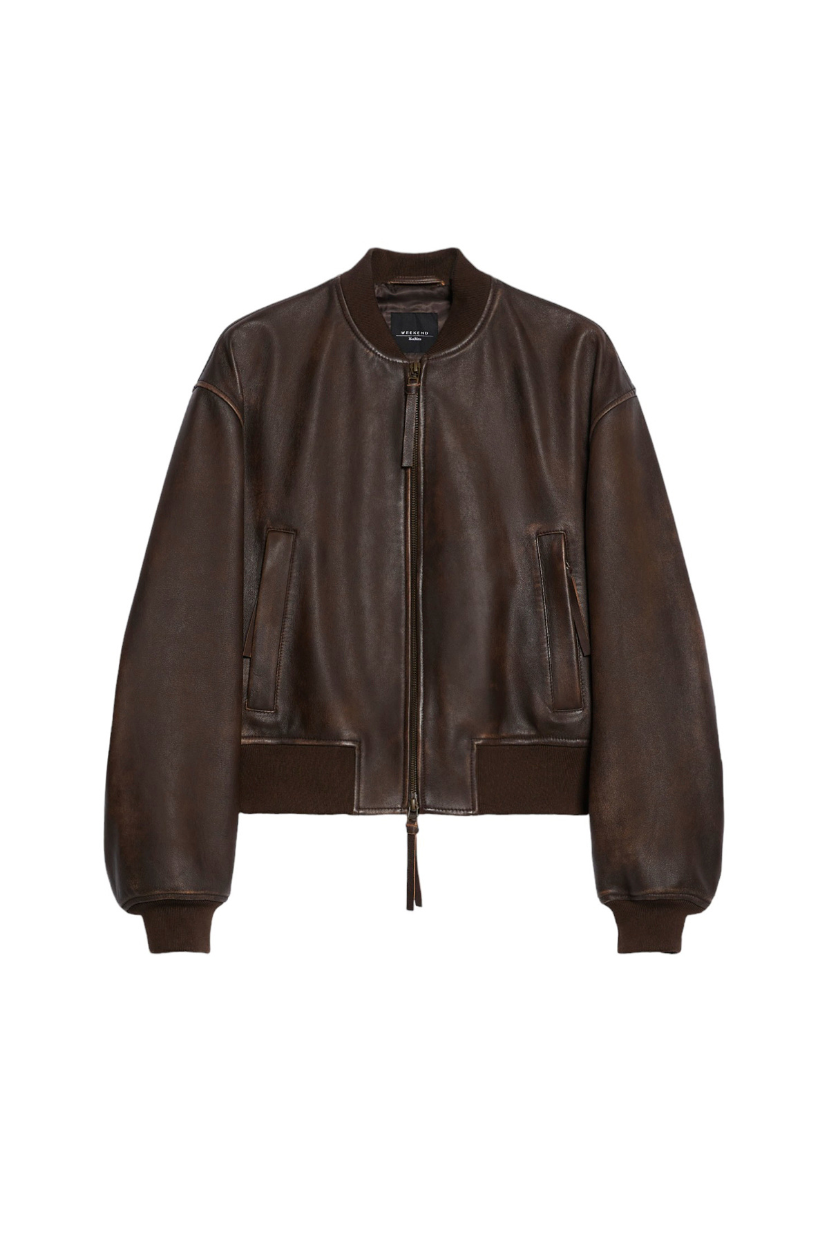 Weekend Max Mara ❤ женский бомбер hiltex из натуральной кожи