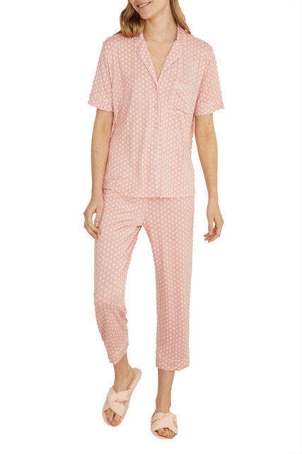 Пижама из вискозы с принтом|Основной цвет:Розовый|Артикул:4753104 | Фото 1