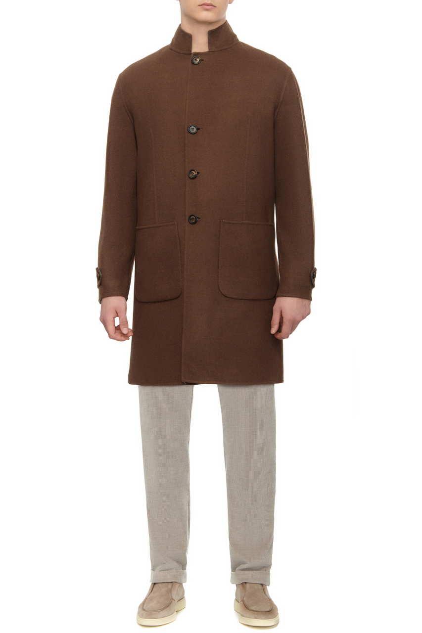 Пальто двустороннее из натуральной шерсти|Основной цвет:Серый|Артикул:H75CAPH08-TES0H019 | Фото 1