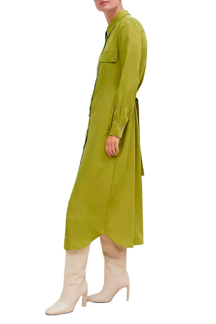 Однотонное платье-рубашка|Основной цвет:Зеленый|Артикул:2126136 | Фото 2