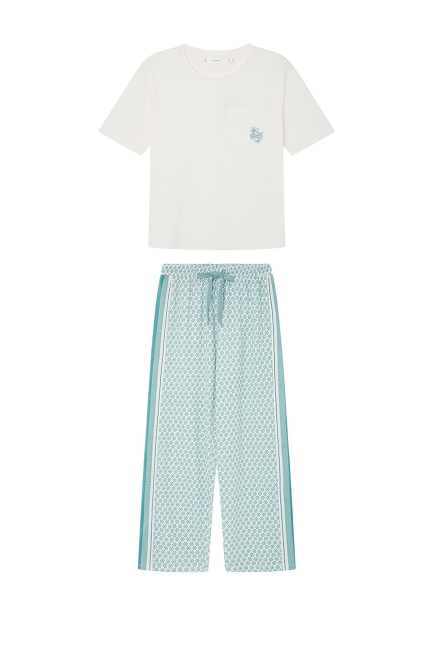 Пижама с принтом|Основной цвет:Кремовый|Артикул:3597377 | Фото 1