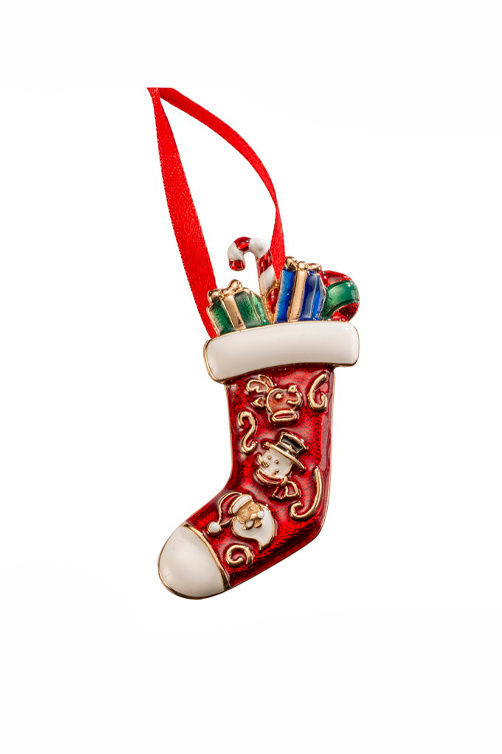 Елочная игрушка "Рождественский носок", 6 см|Основной цвет:Разноцветный|Артикул:1022365 | Фото 1