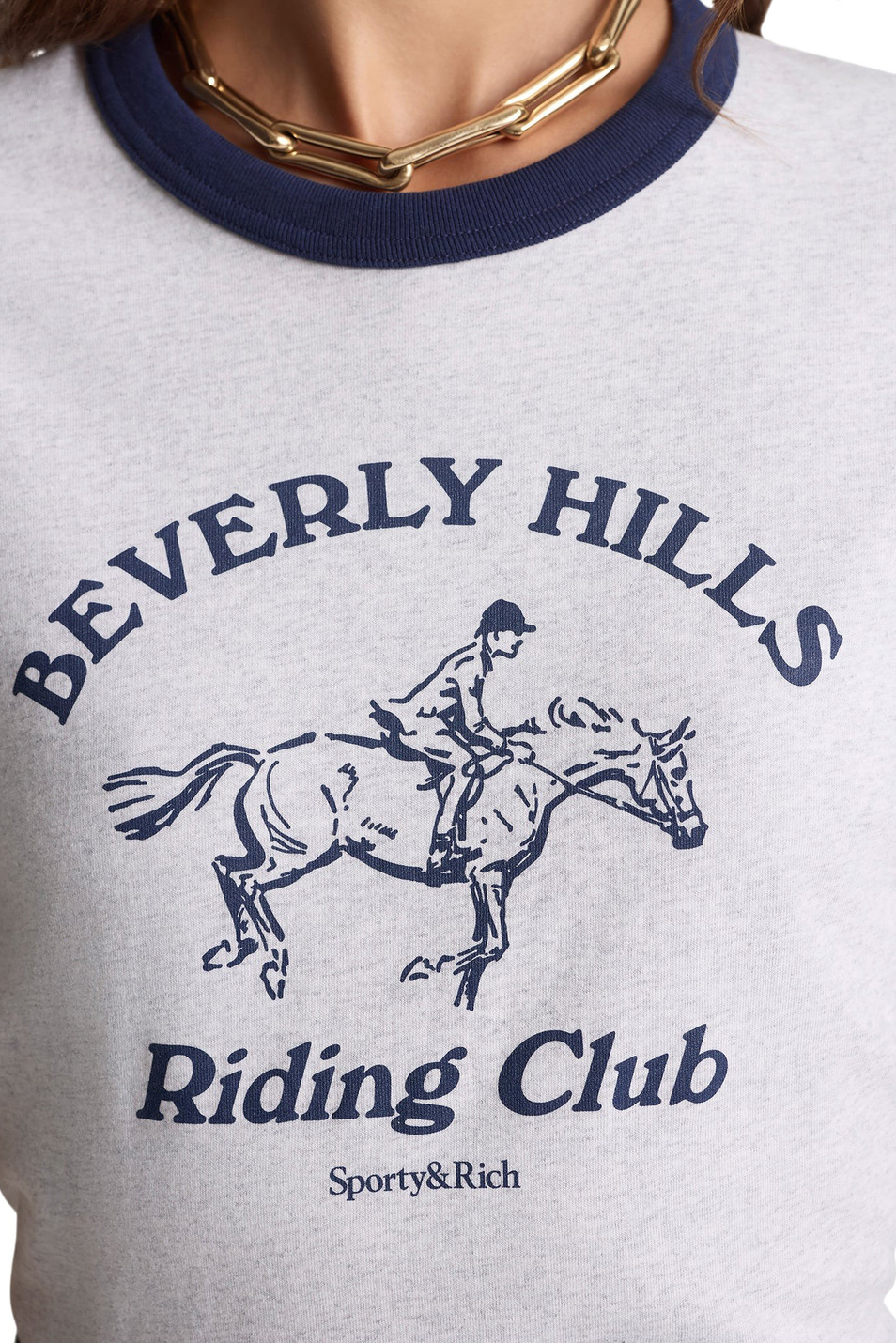 Женский Sporty & Rich Футболка RH Riding Club Ringer из хлопка (цвет ), артикул TO07364255GY18 | Фото 5