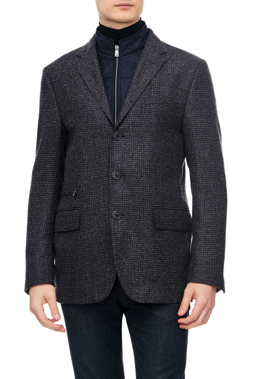 Пиджак из смесовой шерсти с двойным воротником|Основной цвет:Разноцветный|Артикул:906557-2816304 | Фото 1